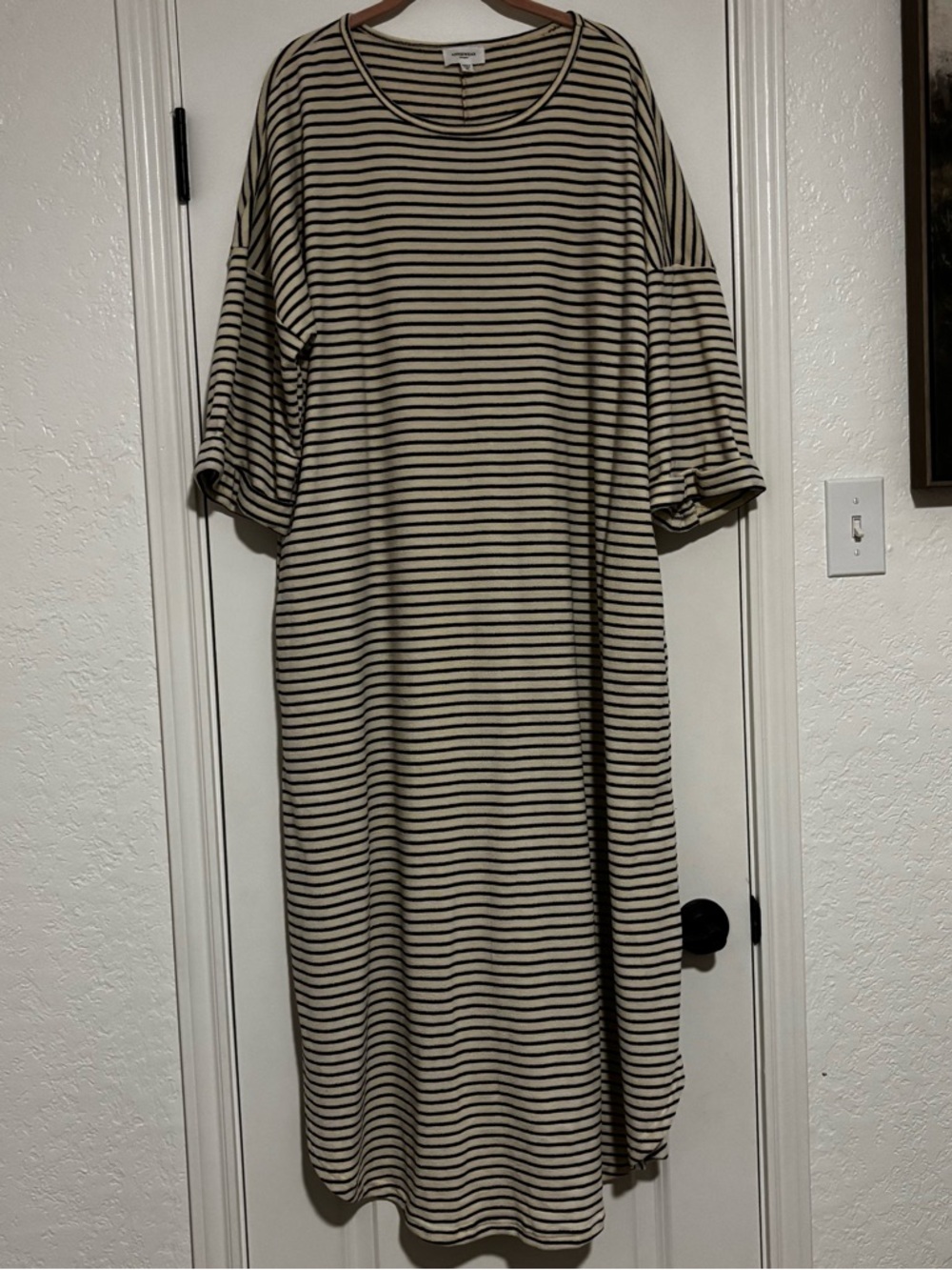 Annie Beige and Black Striped Maxi Dress